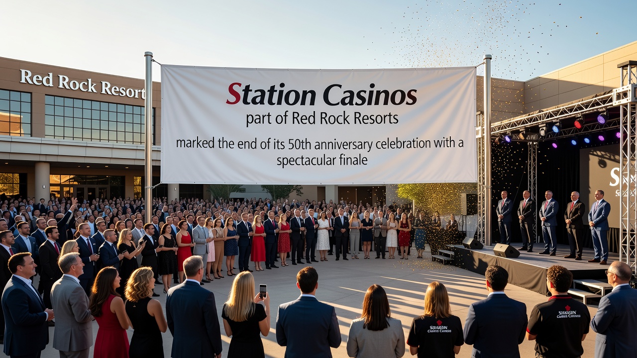 Red Rock Resorts executives addressing employees at the anniversary event in Las Vegas